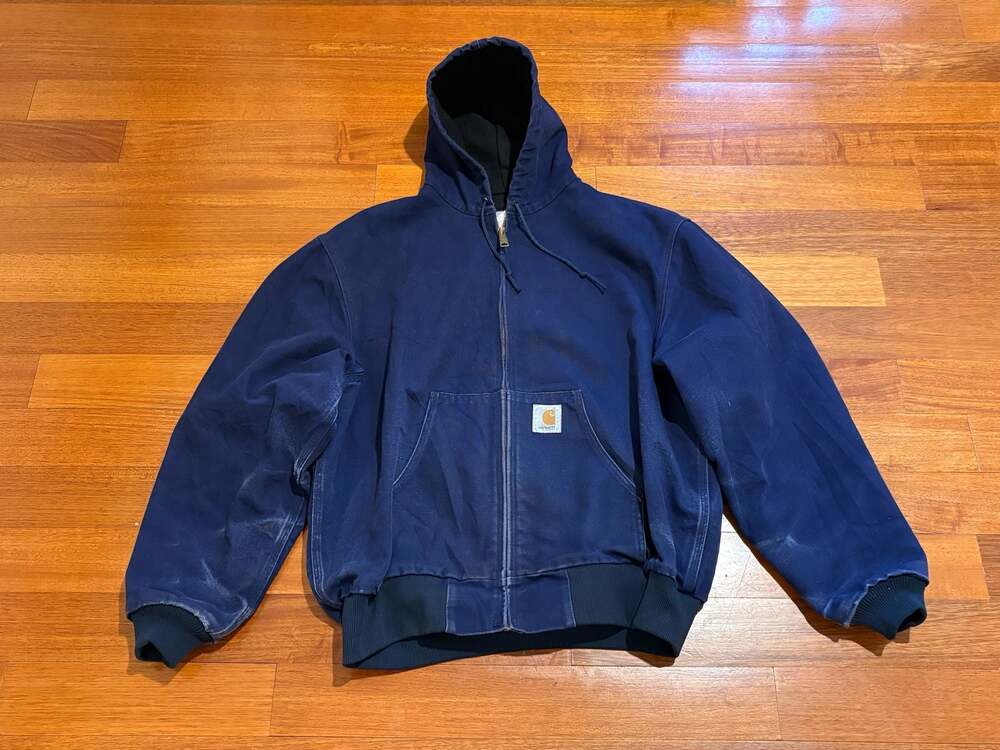 Vintage Carhartt JR102 Thermal Lined Active Jacket Navy Blue Fader